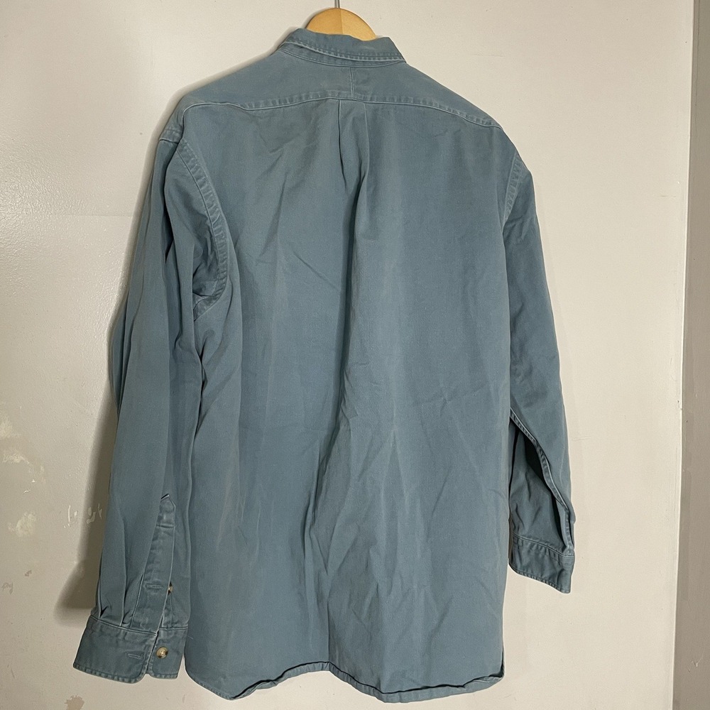 VTG 90s Polo Ralph Lauren Shirt‎ Mens L Blue Twill Workwear Button Up Made USA - Picture 3 of 6